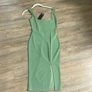 Nasty gal, Squarin’ to go sage dress, size 4, with a slit in the front.